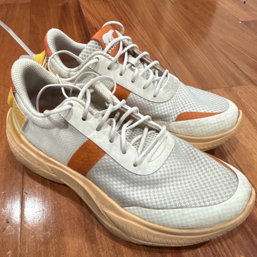 Sorel Men’s White Orange Beige Colorblock Low Top Lace-Up Sneakers size 6